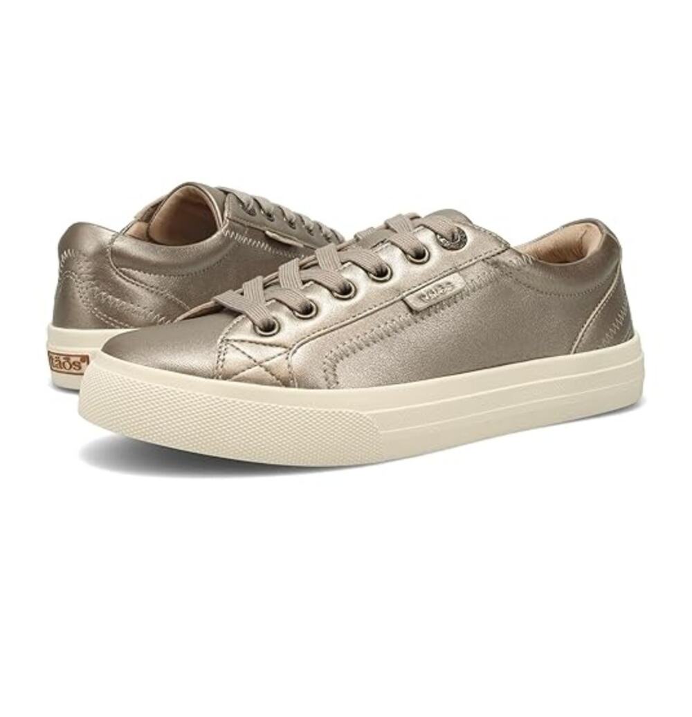 Taos Footwear Womens Plim Soul Lux Sneakers Size 10.5 CHAMPAGNE Gold Leather NIB